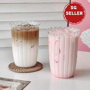 【SG Stock】🔥 420ML Vintage Vertical Striped Transparent High Borosilicate glass Single-Layer Glass Cup
