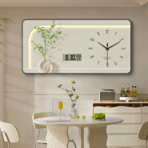  Style Wall Clock Restaurant Decorative Art Modern Simplicity Plant Floral Rectangle Shape Battery Powered Oil Canvas