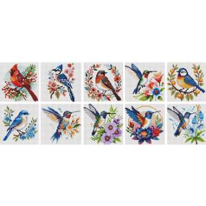 10 Chiếc HUACAN Động Vật Kim Cương Khảm Mini Tranh Tròn Đầy Thiết Kế Hình Chim Handmade Tác Phẩm Nghệ Thuật Ngày Lễ Tặng Nhựa Tranh Thêu Chữ Thập Bộ
