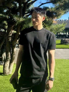 LIUBU | Black Boxy Fit Structured Patchwork T-shirt