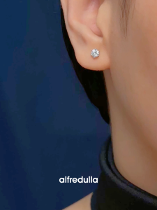 Alfredulla M 0.30ct Round Tiffset Moissanite Earrings