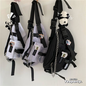 Japanese Harajuku Street Dark Style Chain Chest Bag Female Korean Ins Retro Easy Matching Waist Bag Students Crossbody Bag Tide