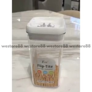 WEO IF9245 Toples Makanan Kering Persegi Akrilik Dengan Tutup Ukuran 20.3cm
