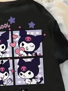 2024 New Women Baju kuromit Cartoon Printed Short-Sleeved T-shirt White Shirt Big Size Loose Tshirt