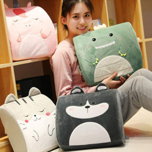 น่ารักการ์ตูนเบาะเมโมรี่โฟมกำมะหยี่เบาะรองเอวที่ถอดออกได้สนับสนุนกระดูกสันหลังส่วนคอหมอนแก้ปัญหาสุขภาพล้างช้า Rebound เอวสำนักงานรถบ้านเบาะรองหลังบรรเทาปวด