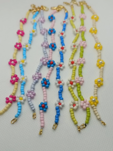 🌸🎀 Handmade Beaded Flower Bracelet 🎀🌸