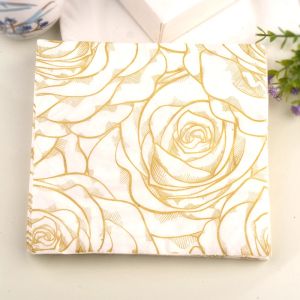 Line Drawing Rose Gold Print Napkin Placemat Paper Hotel Banquet Paper 20 Sheets Wood Pulp Mouth Cloth Wedding Wine Glass Flower