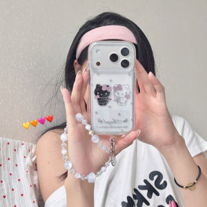Sanrio | Ốp Điện Thoại Sanrio Hello Kitty Angel Demon Dễ Thương Hoạt Hình Hình Nơ Dành Cho iPhone 17/16/15/13/14 Pro Max Kèm Dây Đeo Chất Liệu TPU Mềm Chống Sốc