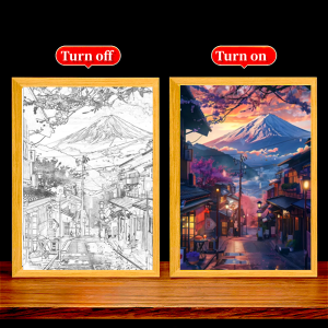 Beautiful City Tokyo Japan Snow Mountain Light Paninting Picture Frame 2 in 1 Wall Desk Lamp Led NightLights Art Room Decoratio
