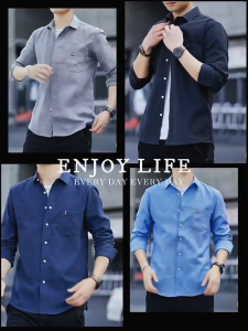 Soft Oxford Men Long Sleeve Shirt Stable Stitching For Long Hour Office Wear