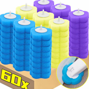 Dizoey 60PCS Disposable Toilet Brush Heads Bathroom Replacement Sponges Head Toilet Cleaning Brush Refills No Dead Angle Brush Heads