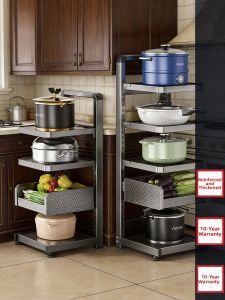 Corner Multi-level Floor Tripod Storage Shelf Stainless Steel