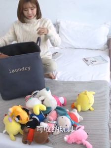 Premium Cotton Linen Laundry storage basket bedroom bathroom folding portable dirty cloth basket