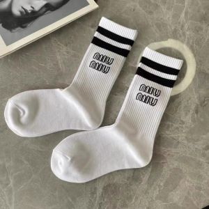 Black and White Striped Letters Tube Socks Male and Female Personality Athletic Socks European Goods Trendy Brand Popular Wear Trendy Socks Ins Socks