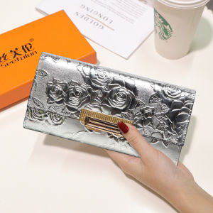SIFULUN | New Womens Long Wallet Genuine Leather Embossed Cowhide Golden Ethnic Style Large Capacity