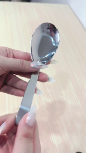 Muỗng thìa inox 304 bầu tròn cán cong ăn cháo súp phở loại dày cao cấp