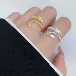 【♡Lovely girls house♡】Gold 2024 Dragon Phoenix Couple Ring Men Women Jewelry Titanium Steel Wedding Open Rings