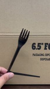 6.5" Black Fork (50pcs+-) Garpu Panjang Hitam/ Disposable Plastic Cutlery/ Party Long Fork 6.5"/ Garpu Dispose Panjang