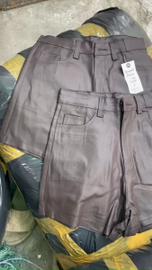 quần đùi da phối màu đen nâu y hình(video gốc)  quần dancer ôm tôn dáng