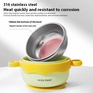 baby food PPSU bowl filled with water and insulated tableware anti drop and anti scald constant temperature suction cup bowl