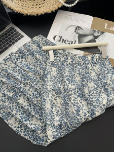 PAIBOLI | Elegant High Waist Floral A-Line Mini Skirt For Women Fashionable Versatile Korean Style Commute Loose Fit Mid Length Skirt