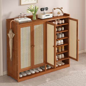Shoe Cabinet Multifunctional Rattan Door Shoe Cabinet Dustproof Shoe Storage Cabinet Large Capacity Storage Cabinet 鞋架 鞋櫃