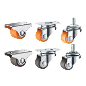 Mini 0.8 Inch Low-Profile Rubber Caster Wheels for Furniture Casters for Rolling Cabinets Sliding Doors Trundle Beds And Drawers