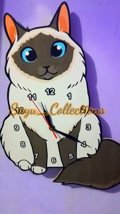 Jam Dinding Aesthetic Karakter Kucing Himalaya