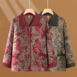 Elderly Womens Long Sleeve Shirts - Comfortable Spring & Autumn Fashion