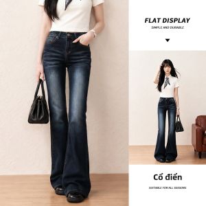 spao | Quần Jeans Xòe Dáng Cao Đẹp Giảm Béo Màu Đen Xám