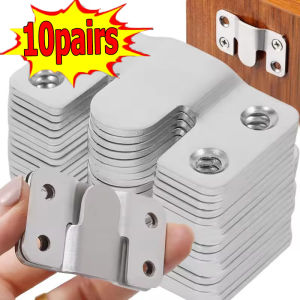 10Pair Stainless Steel Picture Frame Hangers / Mountain Shape Flush Mount Bracket / Picture Frame Furniture Connector / Furniture Corner Interlock Bracket Joint
