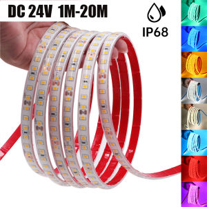 24V IP68 Waterproof LED Strip 120Leds White/Pink/Yellow/Red/Ice Blue/Green Swimming Pool Home Decor Flexible Ribbon Rope Light