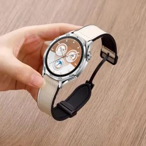 22mm 20mm Silicone+Leather Strap for Huawei Watch 5 4 GT6-5 Pro 46mm Magnetic Buckle Band for Huawei Watch GT5-4-3-2 Accessories