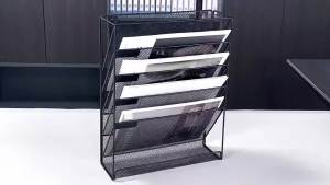 Hanging File Rack 6 Tier Desktop File Storage Rack Tabletop Display Stand Metal Rack Portable Mesh Storage Rack Bookshelf with Bottom Flat Tray Home Office School Dormitory Email/Paper/Folder/Magazine