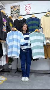 PAKET 5 pcs 100 Ribu Kaos Salur Garis Garis Stripe Pria Bahan Semi Katun 24S Kaos Harian Pria kaos Pria Distro Baju kaos Pria Terlaris Kaos Jumbo Pria Wanita Kekinian