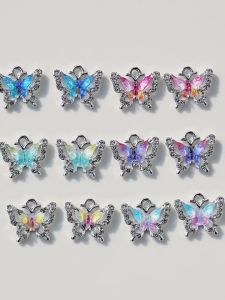 5Pcs Dekorasi Perhiasan Paduan Kupu-kupu Gaya Jepang Korea Untuk Perhiasan Gelang Anting Kalung Gantungan Kunci DIY