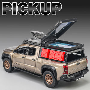 1:24 Tacoma Alloy Diecast Model Toys Cars Sound Light Pull Back Doors Opened Miniature Off-road Vehicles Decorations for Friends
