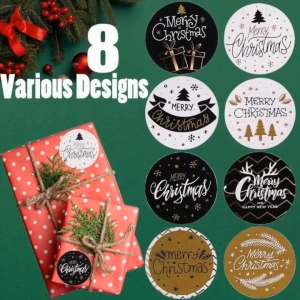 500pcs/Roll Merry Christmas Round Stickers - Kids Gift/Baking Package/Envelope Decor Tags