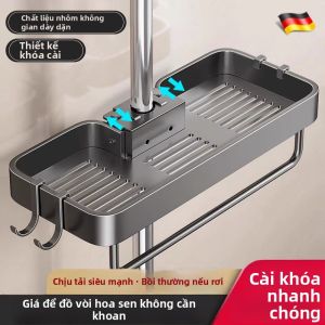 Giá Đựng Đồ Tắm Treo Tường Không Cần Khoan Nhôm