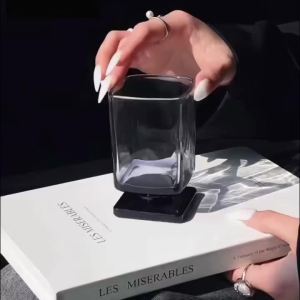 1/2PCS Square Glass Tumbler Featuring Black Gradient Drinkware for Cocktails Juice And Whiskey Ideal for Homes Bars And Offices