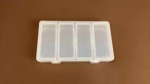 4 Adjustable Dividers Clear Plastic Storage Organizer Box - Craft & Sewing Supplies Container with Removable Compartments