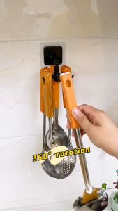 360° Rotation Foldable Kitchen Hook Adjustable 6 Hooks Foldable 6 Claw Wall Mount Kitchen Organizer Cangkuk Dapur