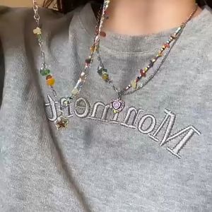 【Bestella✨COD】Warna Berlian Imitasi Berbentuk Hati Kalung Tulang Selangka Air Alami Manik-manik Beras Disambung Kalung