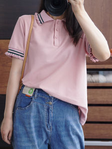 Polo Loose Summer New 100.00kg Lace Collar T-shirt