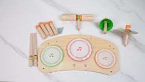 Drum Set 7-in-1 Desktop Detachable Drum Kits Percussion Instrument for Christmas Birthday Gift Wooden Musical Kit