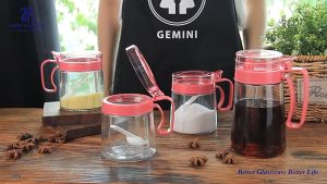 (4 pcs) KITCHEN JAR SET / TEMPAT BUMBU DAN MINYAK / TOPLES BUMBU / BOTOL MINYAK FREE PACKING DUS VD