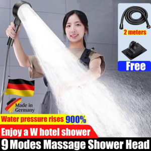 OB TECH 9-mode Adjustable Shower Head rain set High-pressure Water Saving Handheld Showerhead Black One-key Stop Water Bathroom Shower Nozzle