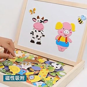 Đồ chơi bảng gỗ vẽ nam châm cho bé bảng gỗ có thể vẽ viết và xếp hình an toàn cho trẻ em-đồ chơi giáo dục sớm