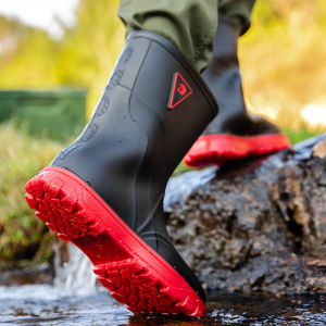 รองเท้าบูทกันฝนรองเท้ากันฝนระดับเหนือข้อเท้ากันลื่นแบบผู้ชายรองเท้ายางใส่ล้างรถสำหรับตกปลาในห้องครัวไซต์ก่อสร้างกันน้ำฤดูหนาวบุขนซับใน