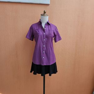 atasan kemeja wanita ungu ARNESSIO cewek M lengan pendek kerja kuliah